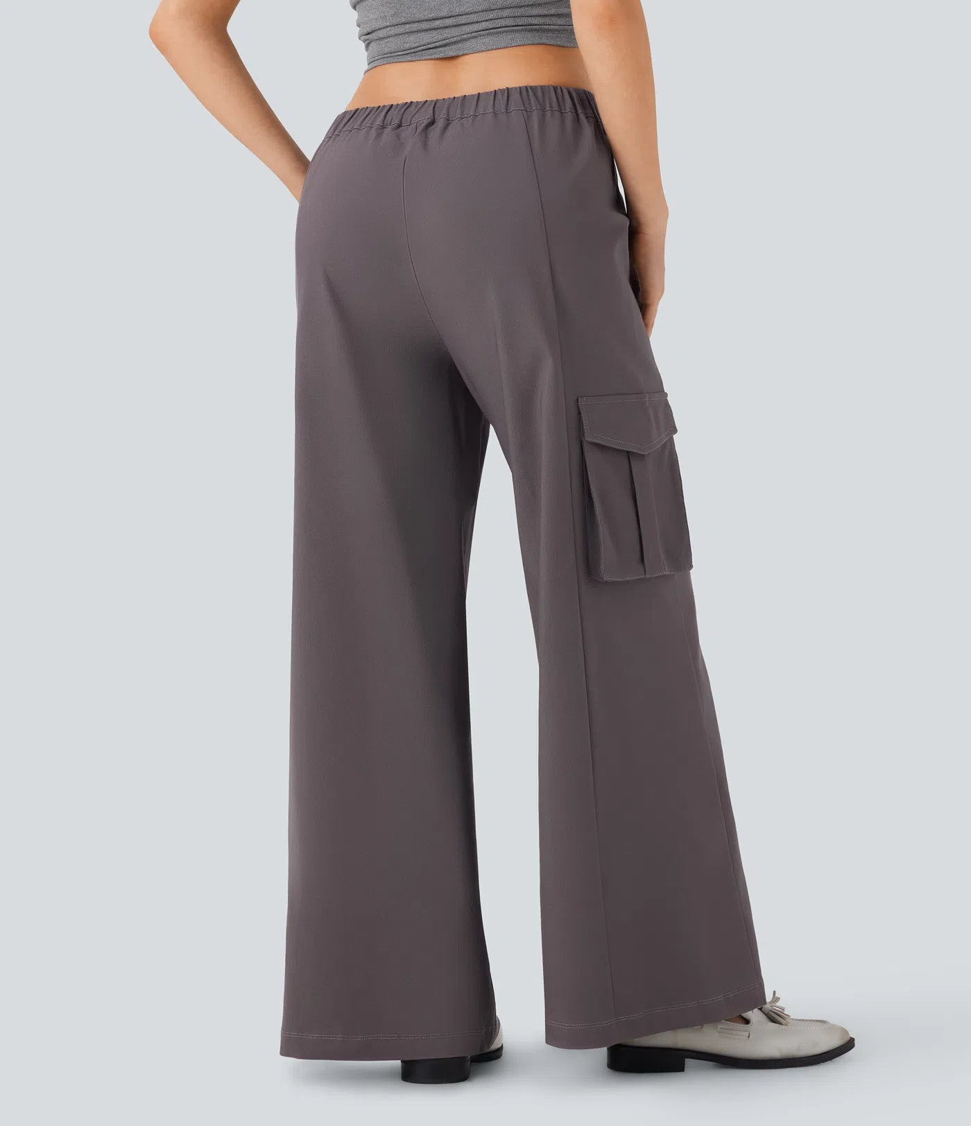 Cozy - Pantalones Anchos Cargo Cintura Elástica