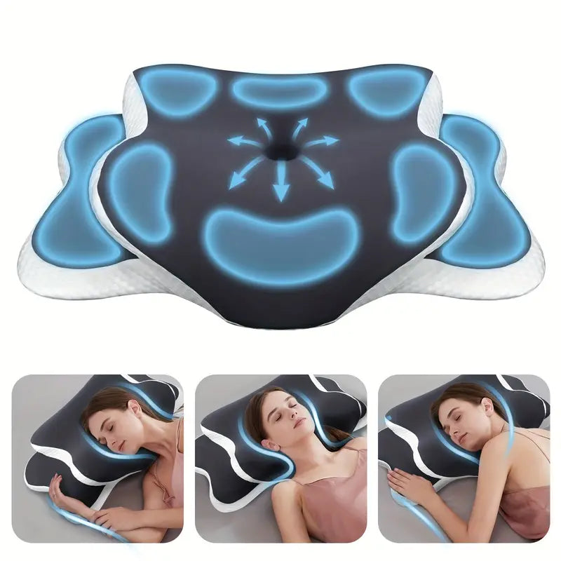 Almohada de espuma viscoelástica ergonómica para el cuello para un sueño cómodo