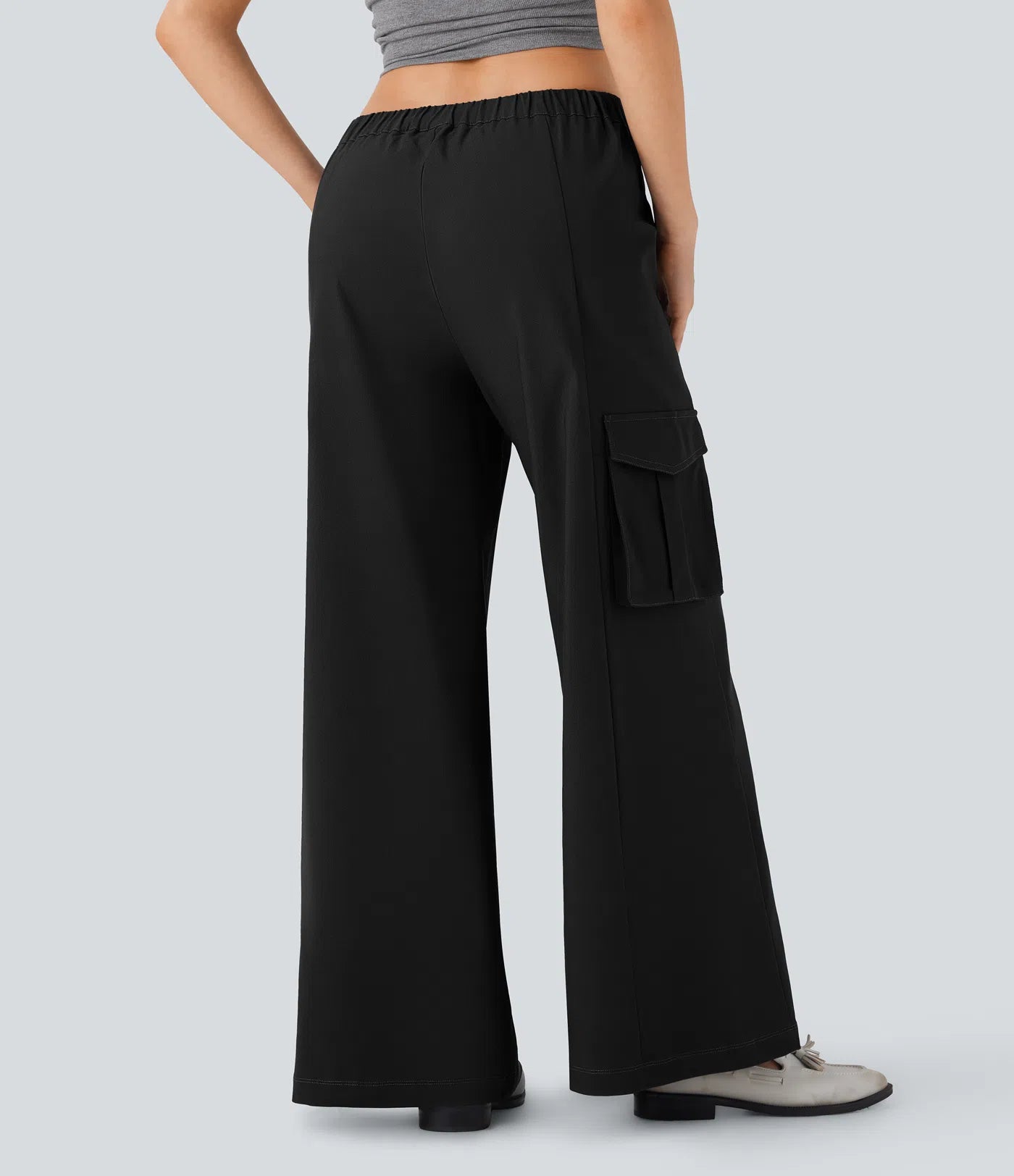 Cozy - Pantalones Anchos Cargo Cintura Elástica