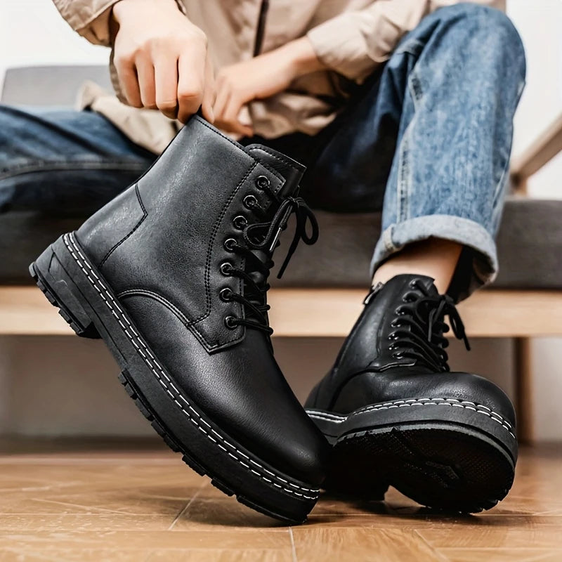 Zoyla - Botines Cortos de Hombre de Cuero
