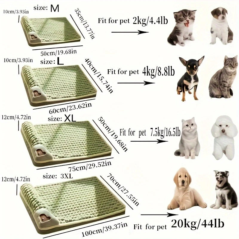 Alfombrilla Lavable para Perros de Invierno Cuatro Estaciones con Protección Espinal Suave Verde