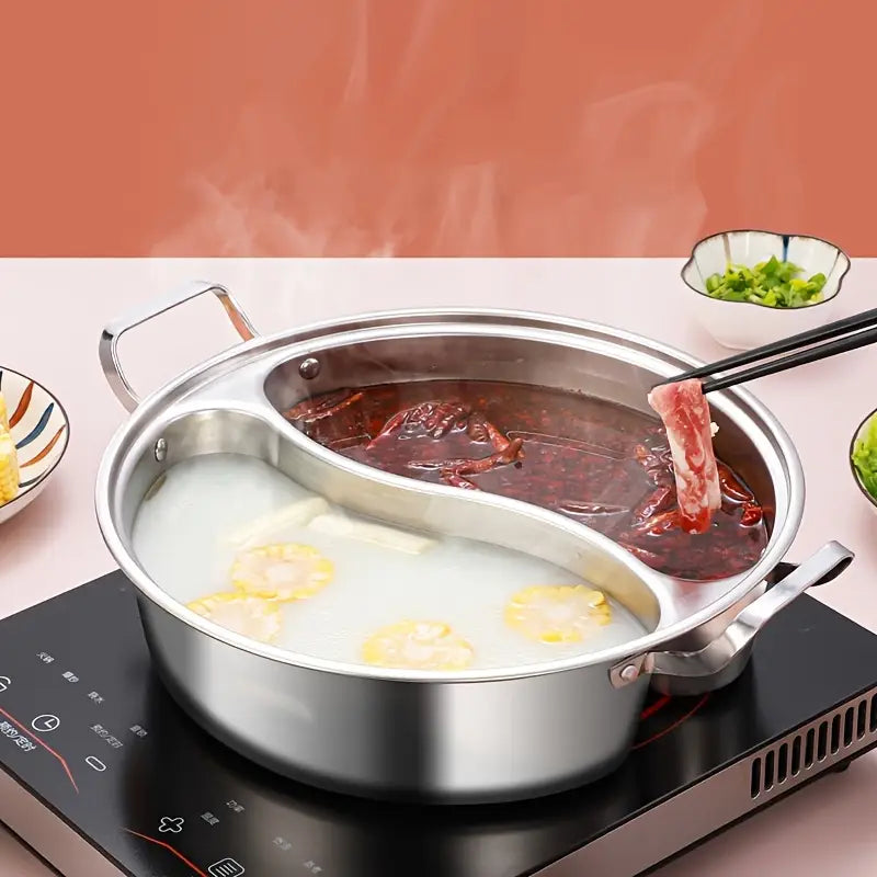 1pc Olla caliente de acero inoxidable de doble compartimento