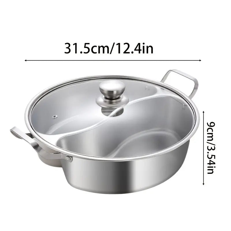 1pc Olla caliente de acero inoxidable de doble compartimento