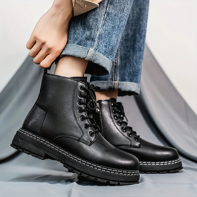 Zoyla - Botines Cortos de Hombre de Cuero