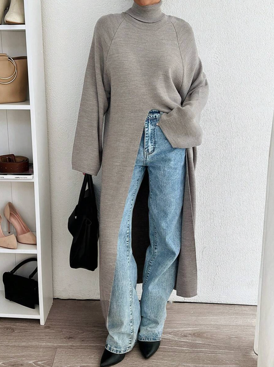 Estela - Jersey Largo Cuello Alto Minimalista