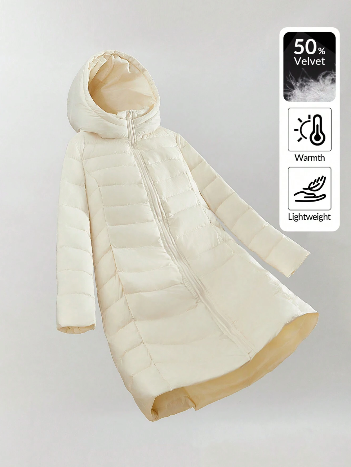 ARIA - Remera acolchada con capucha, de unicolor, de manga larga y con bolsillo, de plumas