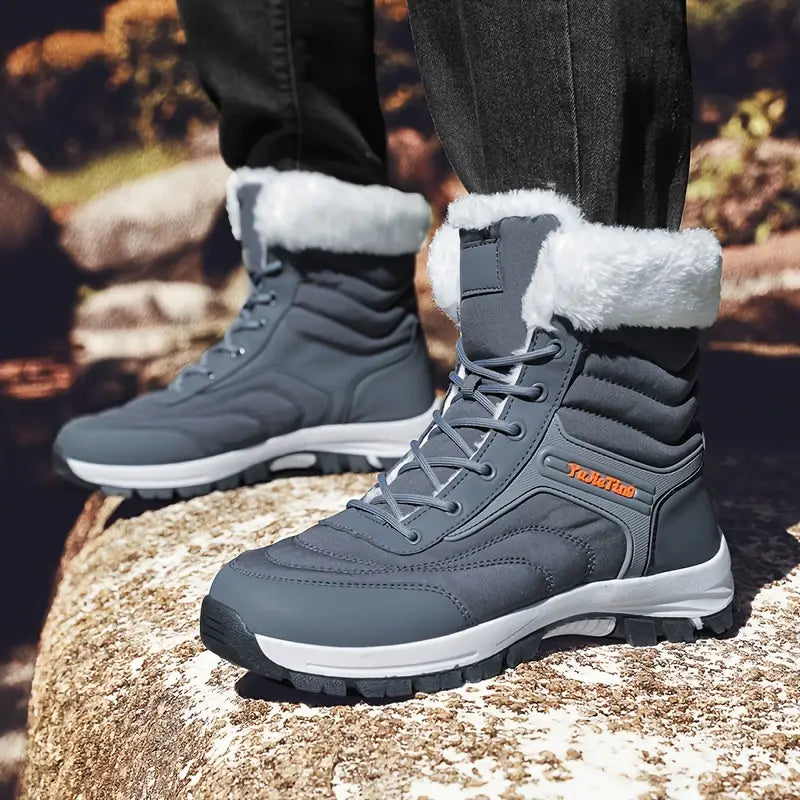 Alis - Botas de nieve altas de moda para hombre con forro cálido de felpa