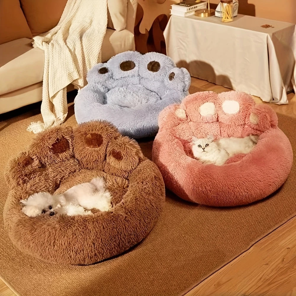 1pc Cama De Perro Calmante De Felpa, Lavable, Cama Para Mascotas De Tamaño Mediano, Suave Y Acogedora