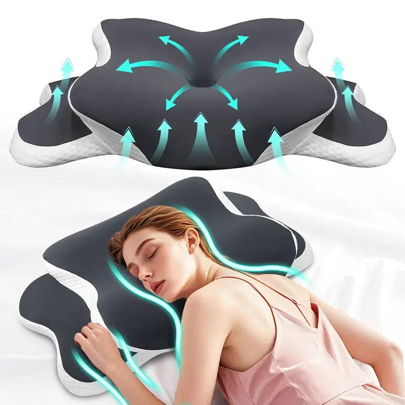 Almohada de espuma viscoelástica ergonómica para el cuello para un sueño cómodo