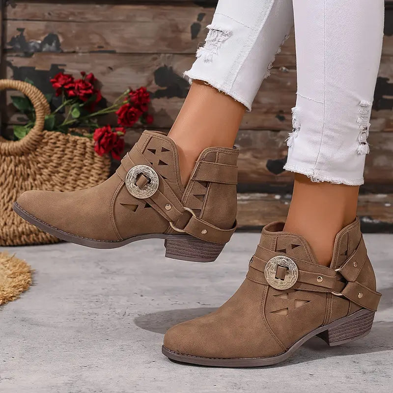 Laya - Botas Cortas de Cuero con Evilla