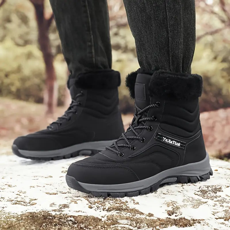 Alis - Botas de nieve altas de moda para hombre con forro cálido de felpa