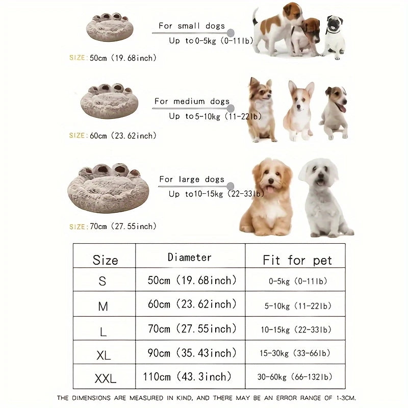 1pc Cama De Perro Calmante De Felpa, Lavable, Cama Para Mascotas De Tamaño Mediano, Suave Y Acogedora