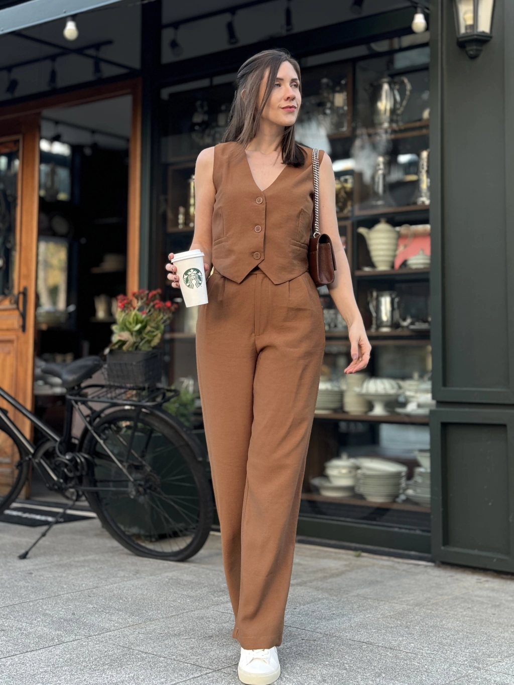 Yara Conjunto 2 Piezas de Lino Pantalón Holgado