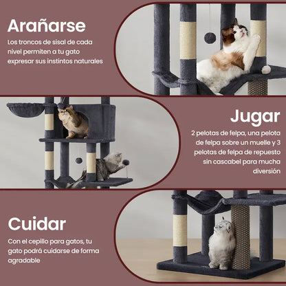 Árbol para Gatos de 175 cm, Torre Multinivel