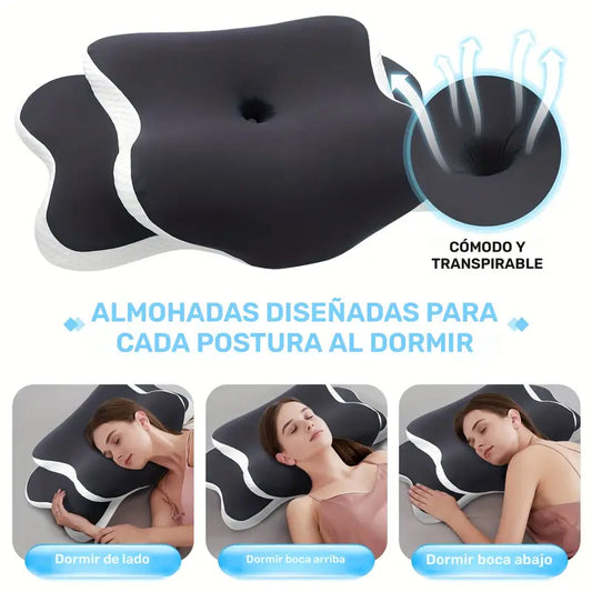 Almohada de espuma viscoelástica ergonómica para el cuello para un sueño cómodo