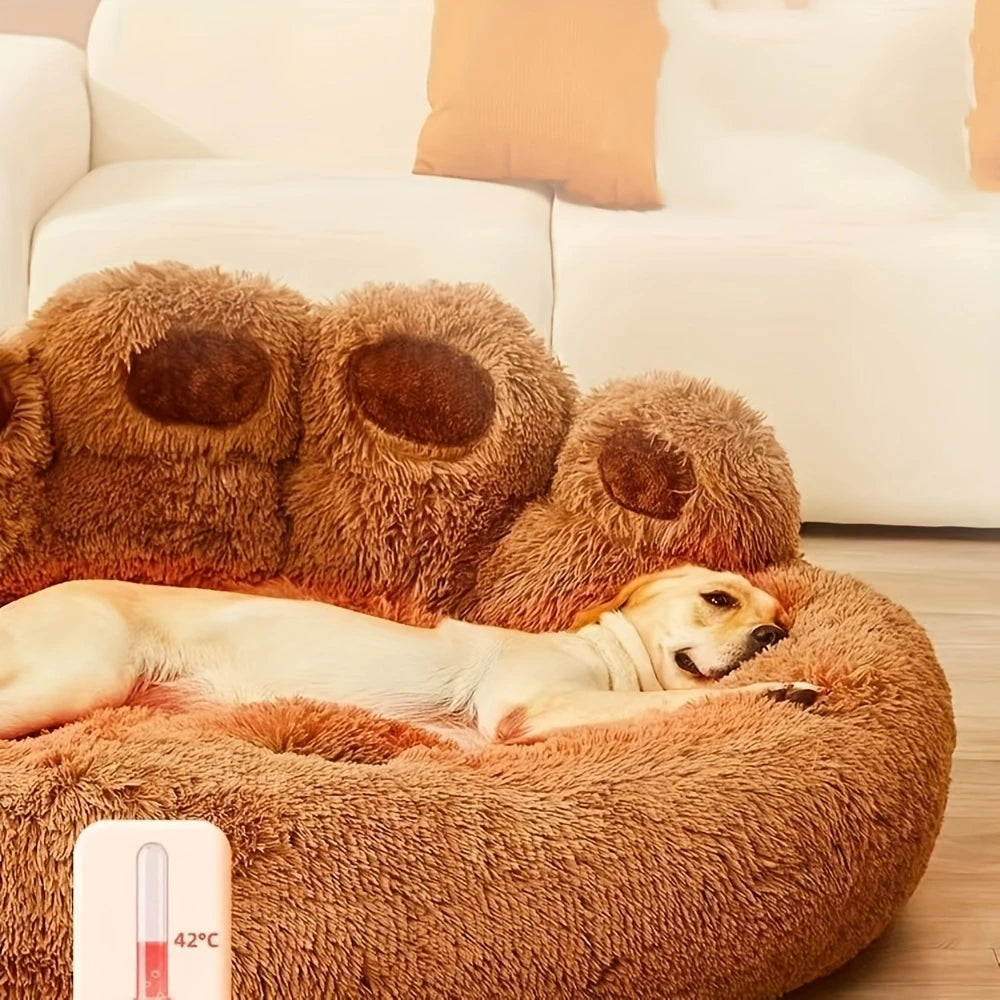 1pc Cama De Perro Calmante De Felpa, Lavable, Cama Para Mascotas De Tamaño Mediano, Suave Y Acogedora