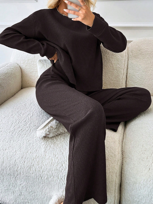 Shana - Conjunto Camiseta y Pantalon Pierna Ancha
