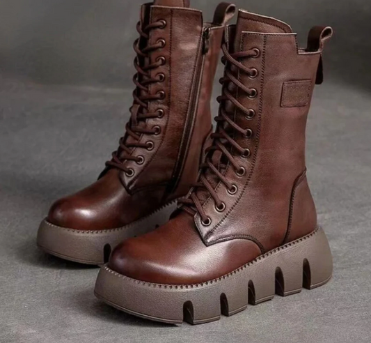 Isabela - Botas de Cuero Ergonómicas con Cremallera