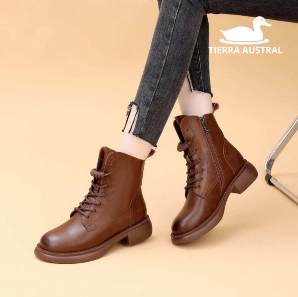 Odelia - Botines de Cuero Genuino Antideslizante