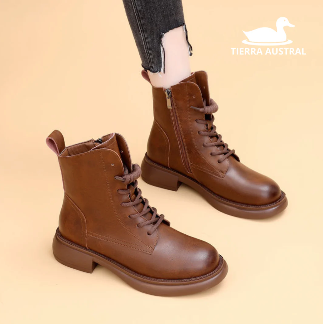 Odelia - Botines de Cuero Genuino Antideslizante