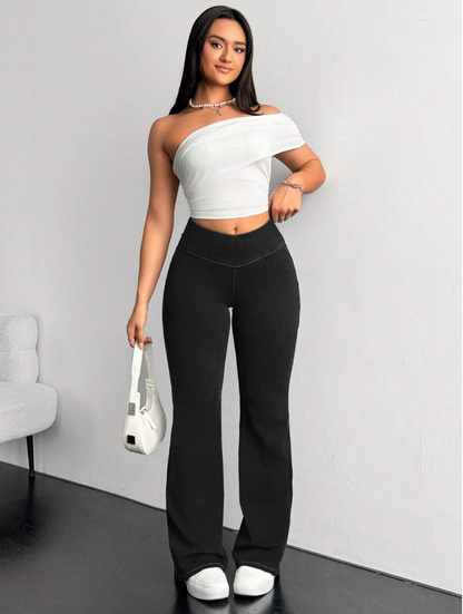 Cloe - Pantalón elástico campana ultra flexible