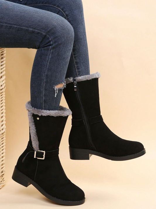 ARTICA - Botas de tacón grueso con hebilla cómodas para mujer