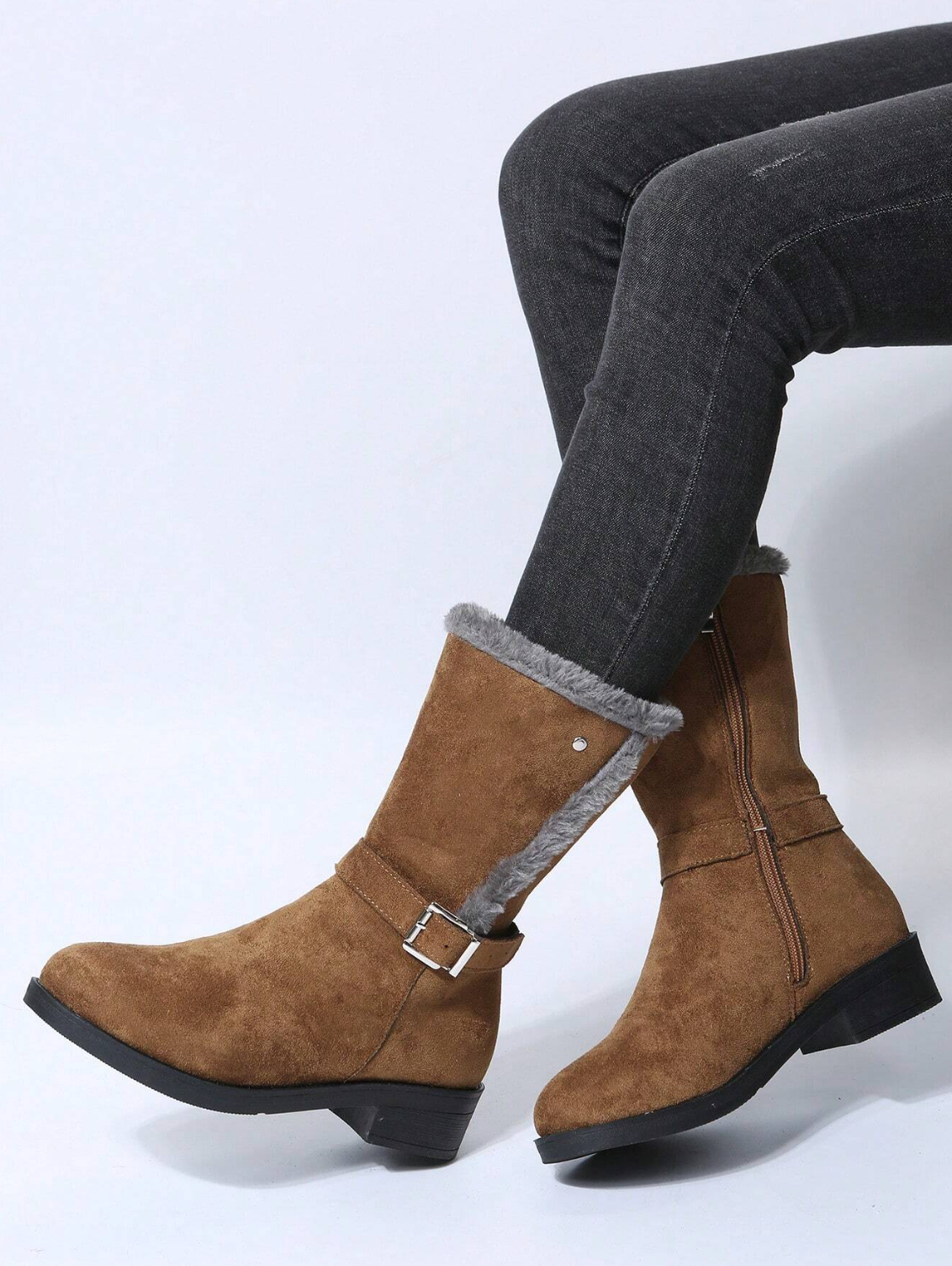 ARTICA - Botas de tacón grueso con hebilla cómodas para mujer