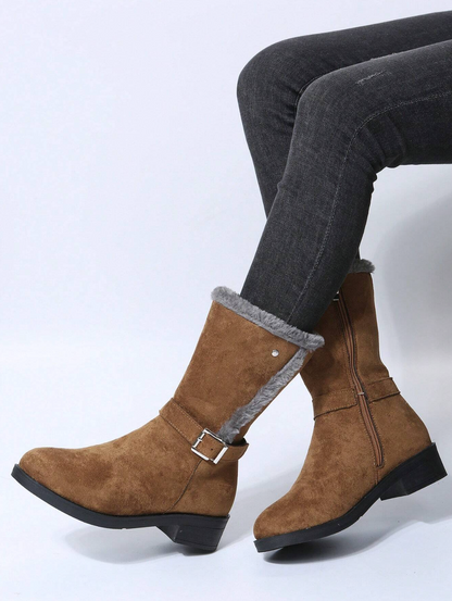 ARTICA - Botas de tacón grueso con hebilla cómodas para mujer