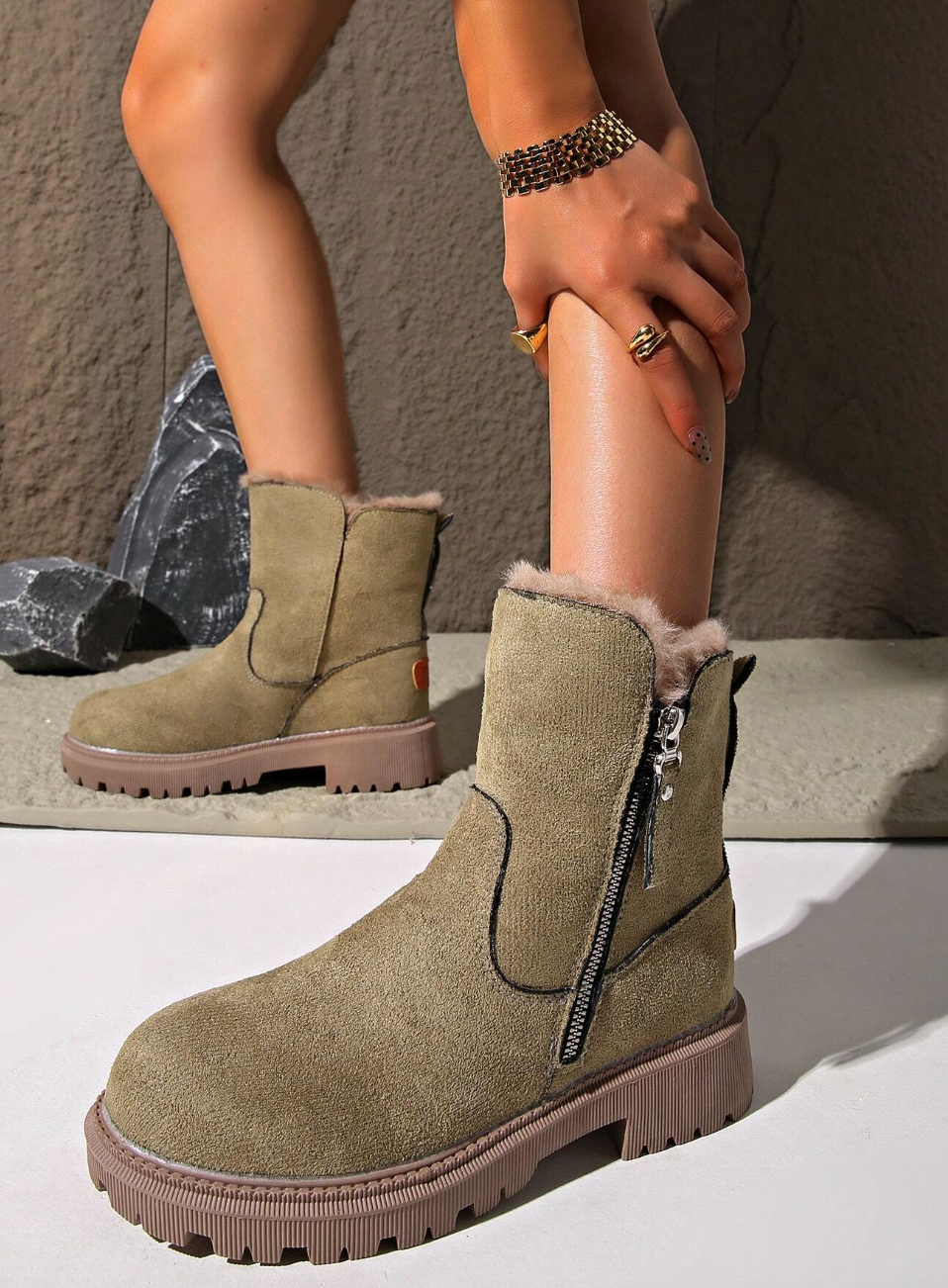 ALVA - Botas de nieve cálidas para mujer con forro térmico grueso,