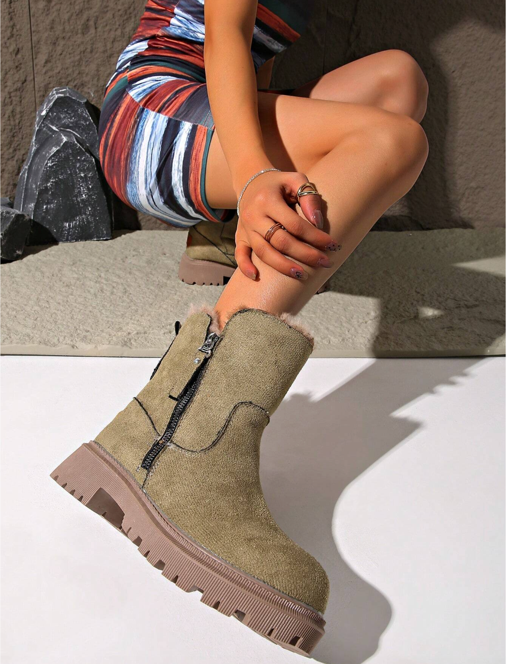 ALVA - Botas de nieve cálidas para mujer con forro térmico grueso,