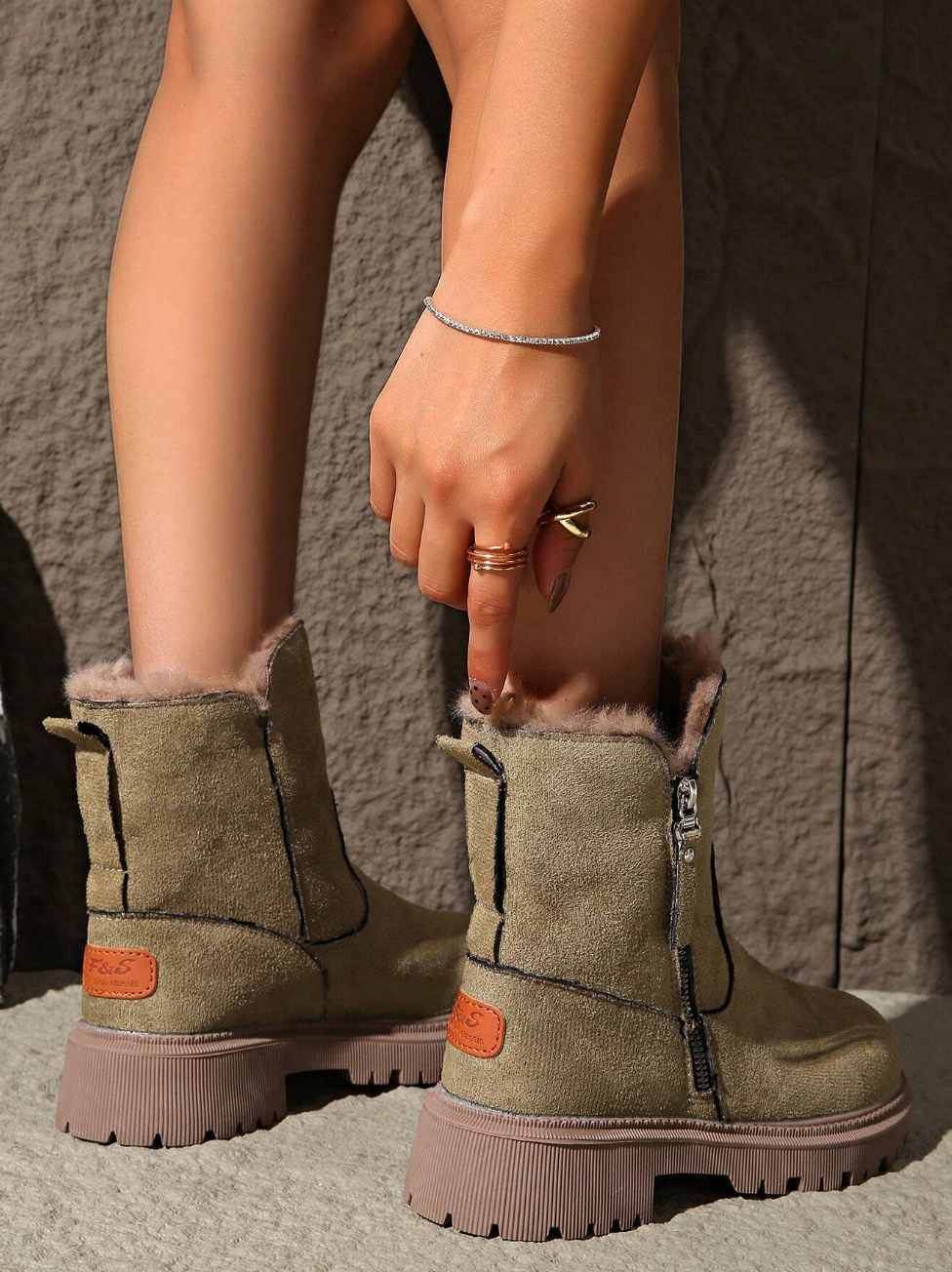 ALVA - Botas de nieve cálidas para mujer con forro térmico grueso,