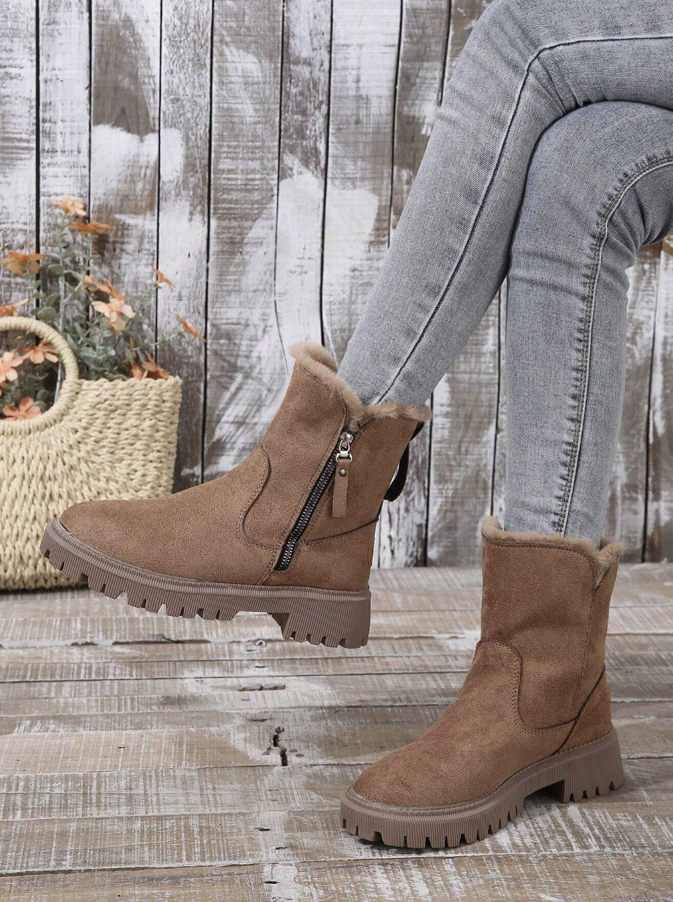 ALVA - Botas de nieve cálidas para mujer con forro térmico grueso,