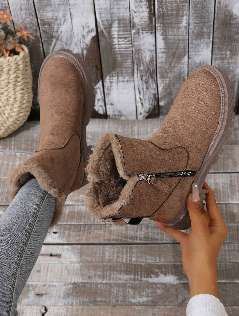 ALVA - Botas de nieve cálidas para mujer con forro térmico grueso,
