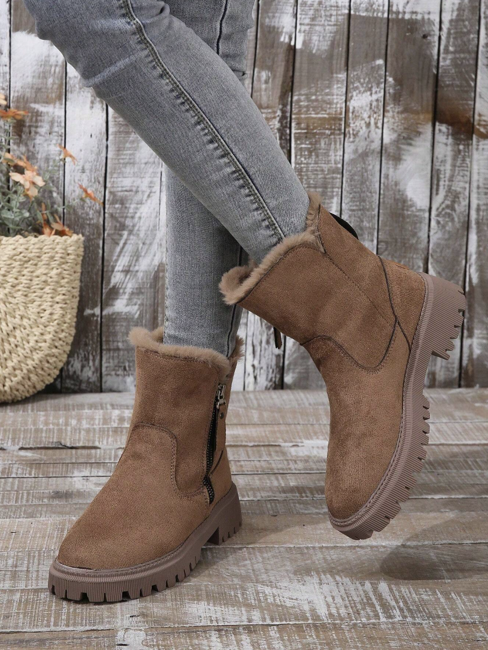 ALVA - Botas de nieve cálidas para mujer con forro térmico grueso,