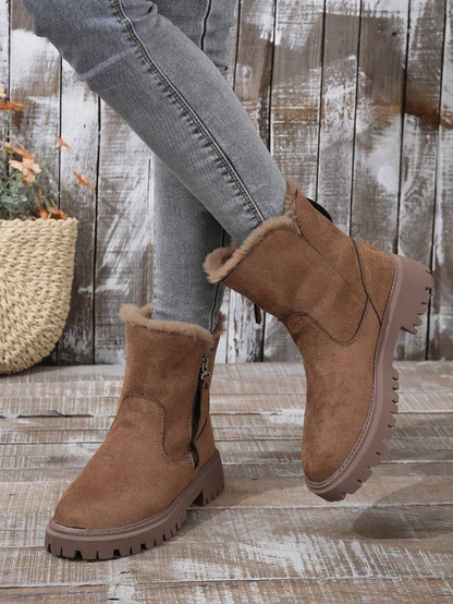 ALVA - Botas de nieve cálidas para mujer con forro térmico grueso,
