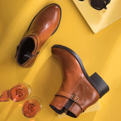 Ariel - Botines Cortos de Cuero Genuino