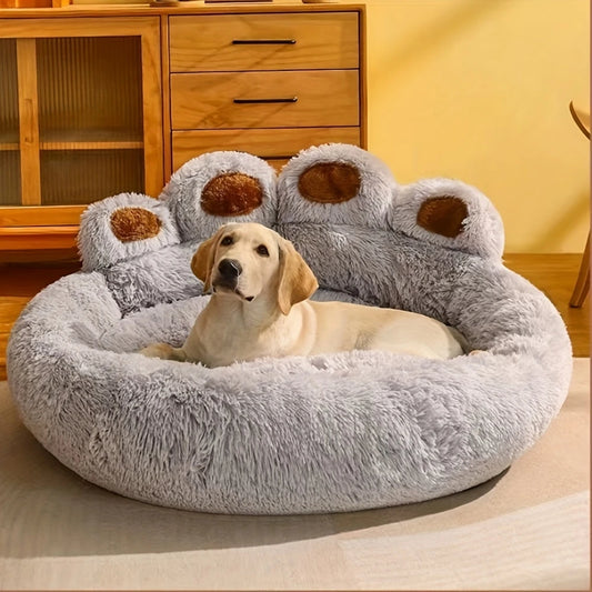 1pc Cama De Perro Calmante De Felpa, Lavable, Cama Para Mascotas De Tamaño Mediano, Suave Y Acogedora