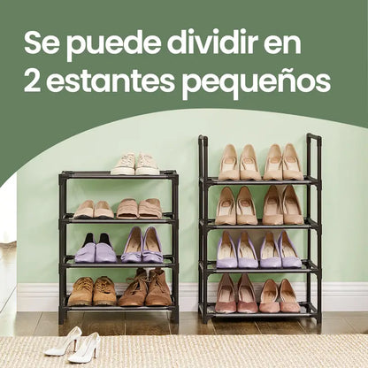 Zapatero, Estante de Almacenamiento Multifuncional, 8 Niveles, Estructura de Metal y Tela no Tejida