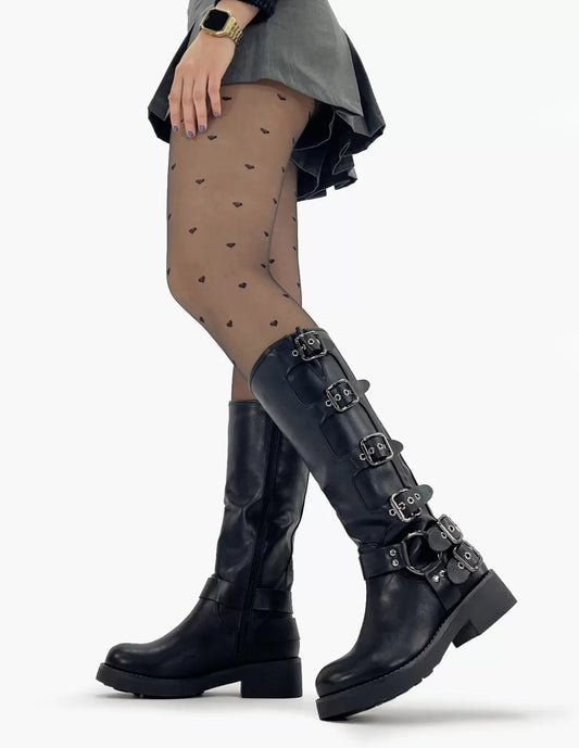Biker - Botas Altas Ajustables de Piel
