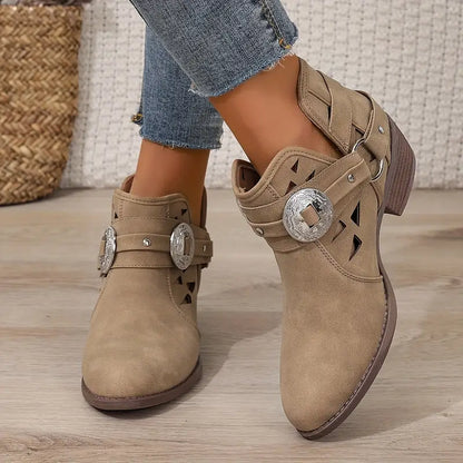 Laya - Botas Cortas de Cuero con Evilla