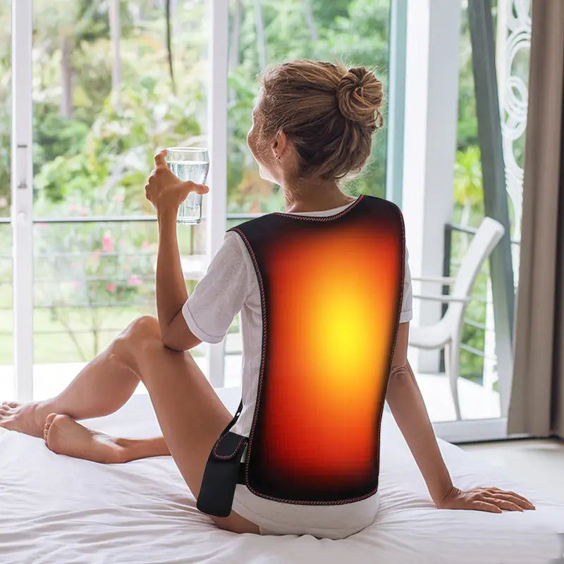 Almohadilla Térmica para Espalda con Alimentación USB, Cinturón Calentado y Correa de Soporte Lumbosacral