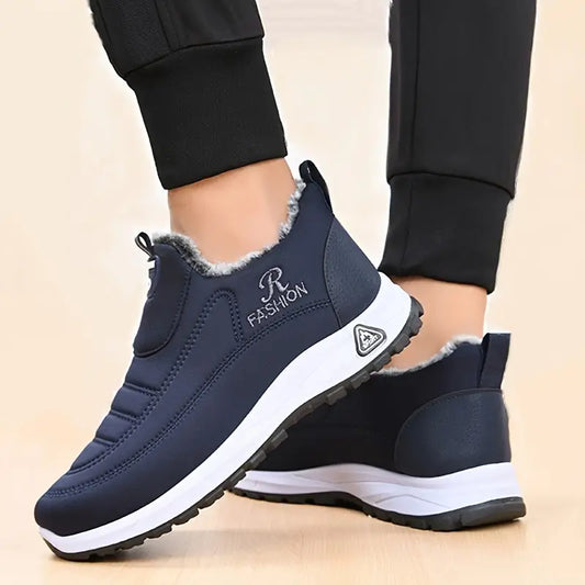 Adam - Botas minimalistas de color sólido para hombre, forro de fleece cálido, suela gruesa y suave, EVA