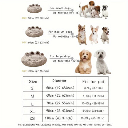 1pc Cama De Perro Calmante De Felpa, Lavable, Cama Para Mascotas De Tamaño Mediano, Suave Y Acogedora