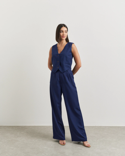 Yara Conjunto 2 Piezas de Lino Pantalón Holgado